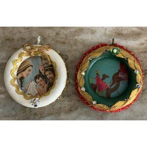 Set Of 2 Vintage Religious Christmas Ornaments